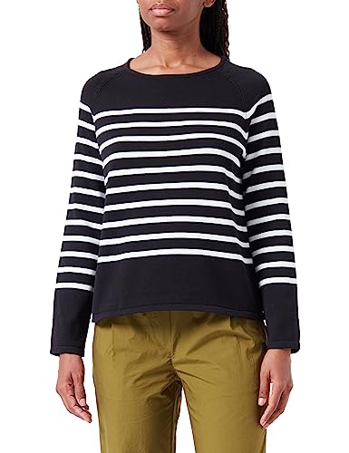 Gerry Weber Damen Geringelter Pullover aus Baumwolle Raglanarm, Langarm gestreift Schwarz/Ecru/Weiss Ringel 38 von Gerry Weber