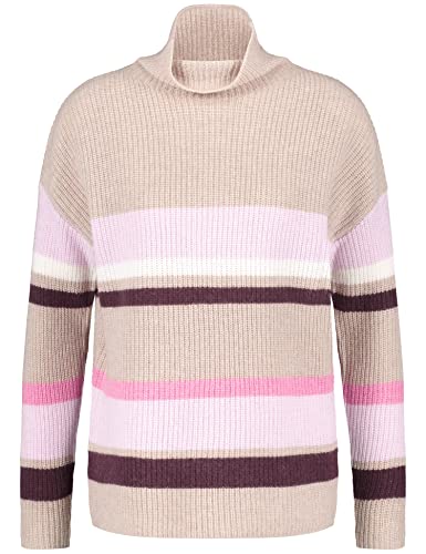 Gerry Weber Damen Geringelter Pullover mit Kaschmiranteil Langarm Pullover Langarm Rundhals Pullover gestreift Ecru/Weiss/Lila/Pink Ringel 40 von Gerry Weber