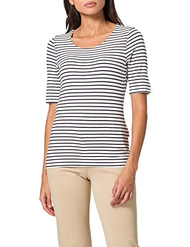 GERRY WEBER Womens 1/2 Arm T-Shirt, Ecru/Weiss/Blau Ringel, 40 von Gerry Weber