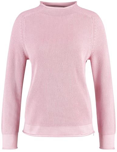 Gerry Weber Damen Gerippter Pullover mit Dekozipper in der Seitennaht Langarm unifarben Rose Quartz 48 von Gerry Weber