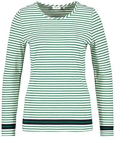 GERRY WEBER Damen 977007-35004 T-Shirt, Grün/Ecru/Weiss Ringel, 38 von Gerry Weber