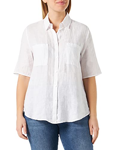 Gerry Weber Damen Halbarmbluse aus Leinen halber Arm unifarben weiß/weiß 44 von Gerry Weber
