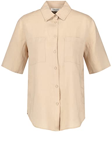 Gerry Weber Damen Halbarmbluse aus Leinen halber Arm unifarben Sand 38 von Gerry Weber