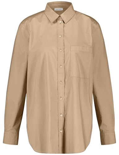 Gerry Weber Damen Hemdbluse aus Reiner Baumwolle Langarm, Manschetten unifarben Camel 44 von Gerry Weber