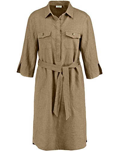 Gerry Weber Damen Hemdblusenkleid aus Leinen tailliert Khaki 44 von Gerry Weber