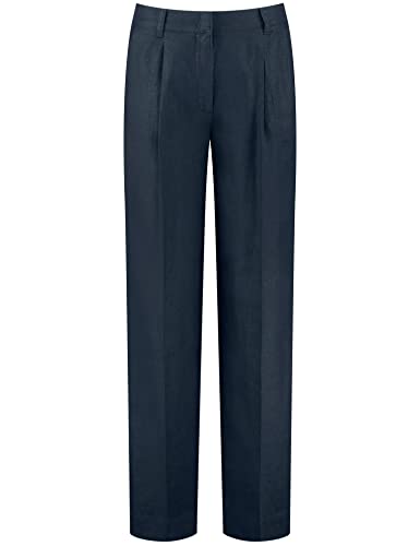 Gerry Weber Damen Hose Wide Leg aus reinem Leinen unifarben reguläre Länge Navy 34 von Gerry Weber