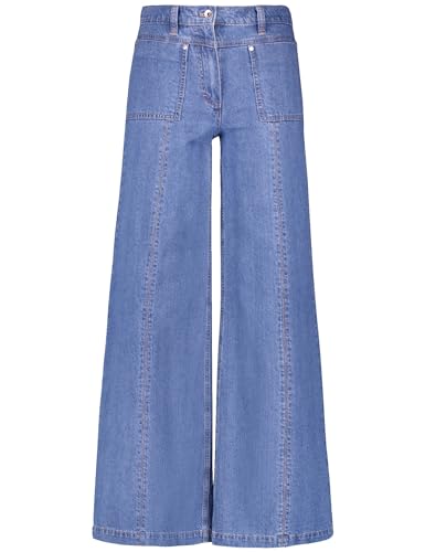 Gerry Weber Damen Jeans Mir꞉JA Wide Leg aus Baumwoll-Leinen unifarben reguläre Länge Blue Denim 42 von Gerry Weber