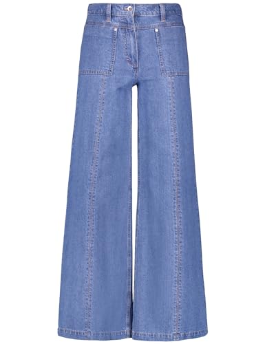 Gerry Weber Damen Jeans Mir꞉JA Wide Leg aus Baumwoll-Leinen unifarben reguläre Länge Blue Denim 44 von Gerry Weber