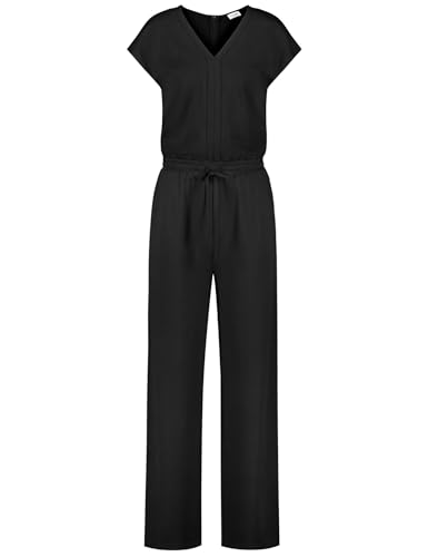 Gerry Weber Damen Jumpsuit mit elastischem Taillenband Kurzarm, überschnittene Schultern unifarben Schwarz 38 von Gerry Weber