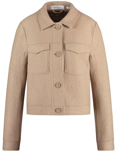 Gerry Weber Damen Blazerjacke in Bouclé-Optik Langarm, Manschetten unifarben Camel 40 von Gerry Weber