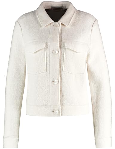 Gerry Weber Damen Blazerjacke in Bouclé-Optik Langarm, Manschetten unifarben Whisper White 36 von Gerry Weber