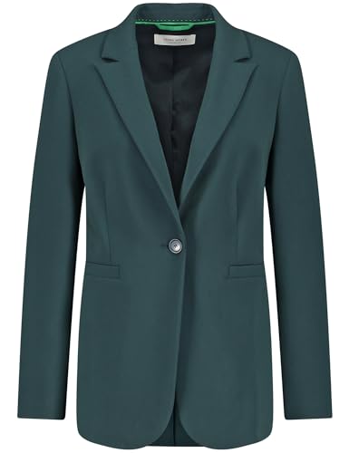 Gerry Weber Damen Klassischer Blazer mit Bewegungsschlitz Langarm, Manschetten unifarben Green Teal 38 von Gerry Weber