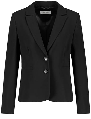 Gerry Weber Damen Klassischer Blazer mit Reverskragen Langarm, geknöpfte Armschlitze unifarben Schwarz 42 von Gerry Weber