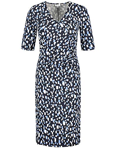 Gerry Weber, Damen Midikleid Jersey Blau Weiß Kariert 48 von Gerry Weber