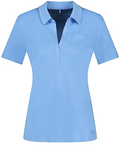 Gerry Weber Damen Kurzarm Poloshirt Kurzarm unifarben Bright Blue 46 von Gerry Weber