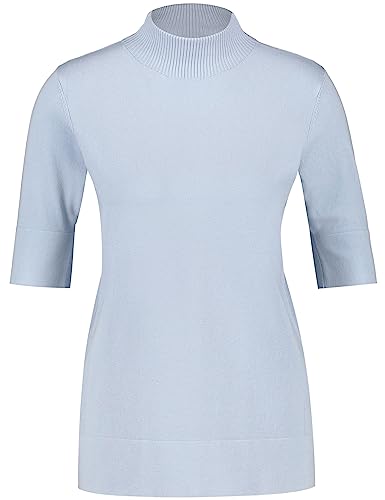 Gerry Weber Damen Kurzarmpullover aus Feinstrick mit Stehkragen breite Rippenbündchen, halber Arm unifarben Powder Blue 38 von Gerry Weber