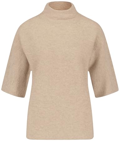 Gerry Weber Damen Kurzarmpullover mit Kaschmiranteil 3/4 Arm unifarben, Melange Dusty Beige-Melange 44 von Gerry Weber