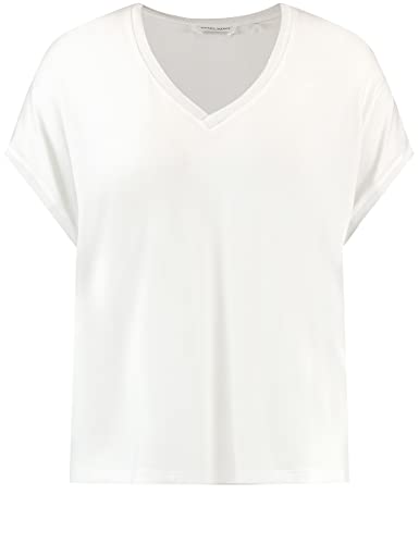 Gerry Weber Damen Kurzarmshirt mit legerem Schnitt Kurzarm, überschnittene Schultern unifarben Off-White 40 von Gerry Weber