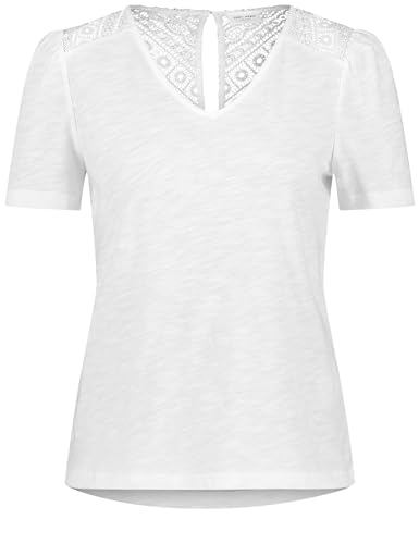 Gerry Weber Damen Kurzarmshirt mit zarter Spitze Kurzarm unifarben, Melange Off-White 36 von Gerry Weber