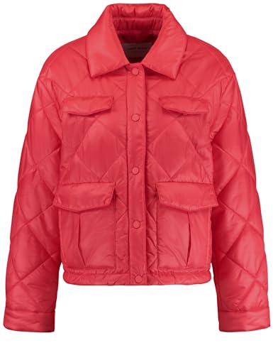 Gerry Weber Damen Kurze Pufferjacke mit Tunnelband und aufgesetzten Taschen Langarm, Manschetten unifarben Watermelon 46 von Gerry Weber