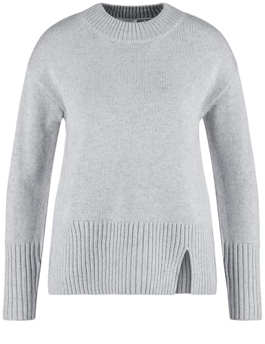 Gerry Weber Damen Kuscheliger Strickpullover mit Saumschlitz breite Rippenbündchen, Langarm unifarben, Melange Silver Grey Melange 36 von Gerry Weber