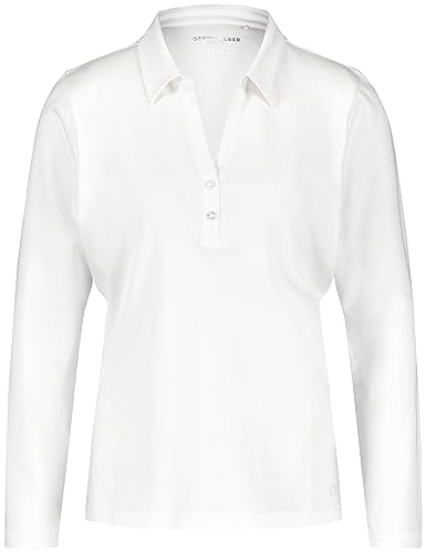 Gerry Weber Damen Langarm Poloshirt aus Baumwolle Langarm unifarben Off-White 46 von Gerry Weber