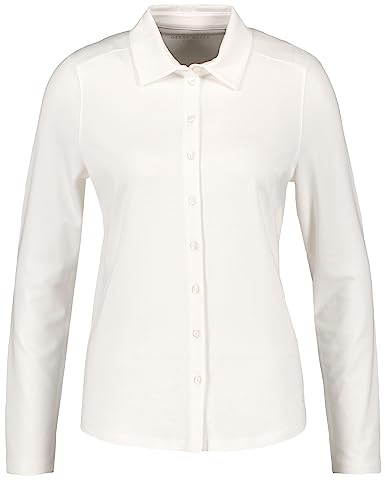 Gerry Weber Damen Langarm Poloshirt mit Durchgehender Knopfleiste Langarm unifarben Off-White 44 von Gerry Weber