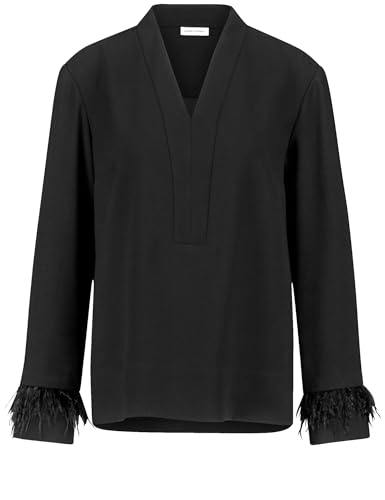 Gerry Weber Damen Langarmbluse mit Federdetail Langarm unifarben Schwarz 40 von Gerry Weber