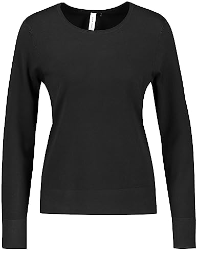 Gerry Weber Damen Langarmpullover aus Feinstrick Ärmelbündchen, Langarm unifarben Schwarz 44 von Gerry Weber