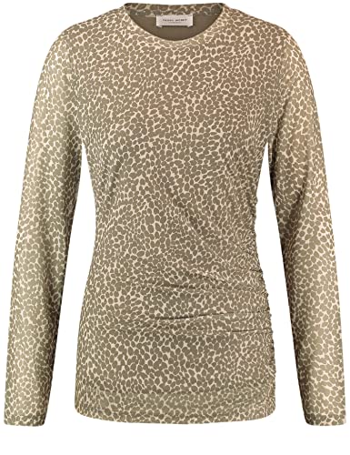 Gerry Weber Damen Langarmshirt aus Mesh Langarm Gemustert Shell Vanilla Khaki Druck 38 von Gerry Weber