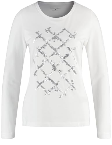 Gerry Weber Damen Langarmshirt mit Paillettenzier Langarm unifarben Offwhite/Placed Sequins 48 von Gerry Weber