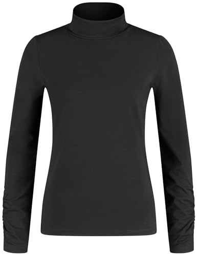 Gerry Weber Damen Langarmshirt mit Rollkragen und Raffung am Ärmel Langarm unifarben Schwarz 44 von Gerry Weber