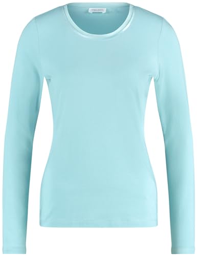 Gerry Weber Damen Langarmshirt mit satinierter Ausschnittblende Langarm unifarben Glacier 48 von Gerry Weber