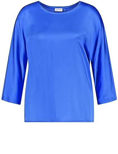 Gerry Weber Damen Leicht glänzendes 3/4 Arm Shirt mit Material-Patch überschnittene Schultern, 3/4 Arm unifarben Bright Blue 42 von Gerry Weber