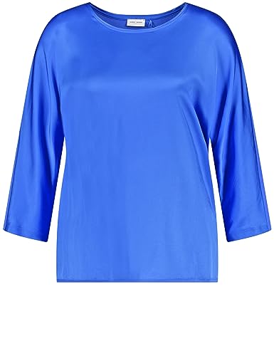 Gerry Weber Damen Leicht glänzendes 3/4 Arm Shirt mit Material-Patch überschnittene Schultern, 3/4 Arm unifarben Bright Blue 40 von Gerry Weber
