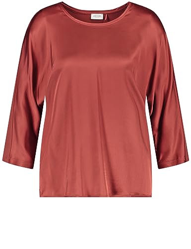 Gerry Weber Damen Leicht glänzendes 3/4 Arm Shirt mit Material-Patch überschnittene Schultern, 3/4 Arm unifarben Lava 42 von Gerry Weber