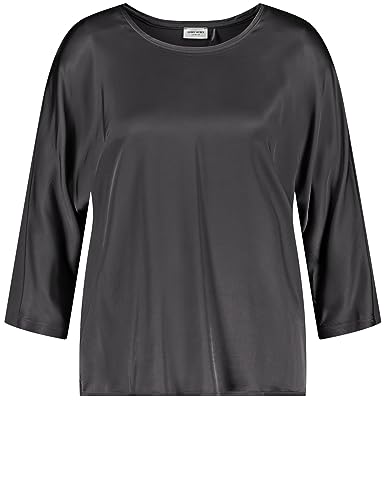 Gerry Weber Damen Leicht glänzendes 3/4 Arm Shirt mit Material-Patch überschnittene Schultern, 3/4 Arm unifarben Schwarz 46 von Gerry Weber