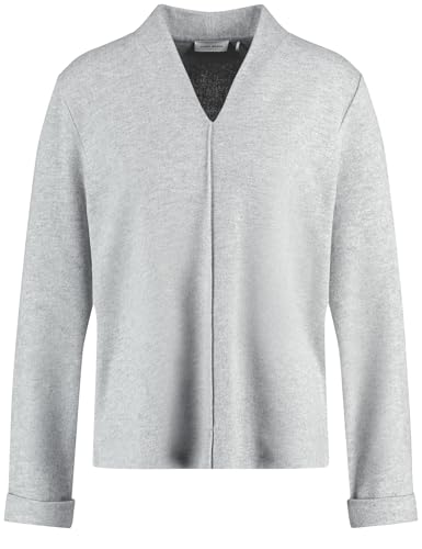 Gerry Weber Damen Leichter Pullover mit Kelchkragen Langarm, mit Ärmelaufschlag unifarben, Melange Silver Grey Melange 38 von Gerry Weber