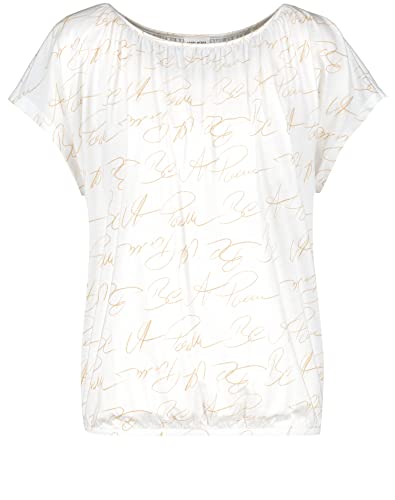 Gerry Weber Damen Luftiges Shirt mit Schreibschriftdruck Kurzarm T-Shirt 1/2 Arm Halbarmshirt Gemustert Desert Offwhite Druck 46 von Gerry Weber