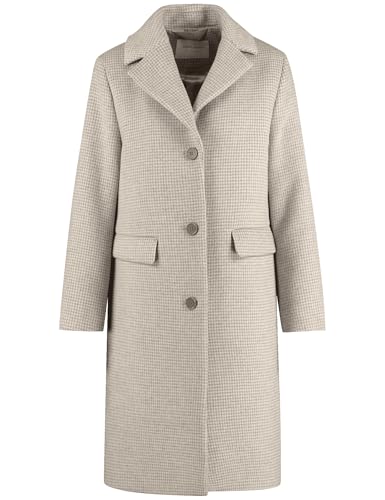Gerry Weber Damen Klassischer Mantel mit Wollanteil Langarm kariert Creme Houndstooth 38 von Gerry Weber