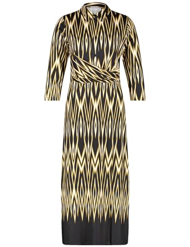 Gerry Weber Damen Midikleid mit Wickeloptik Langarm Gemustert lang Black/Gold Ikat Panneaux 44 von Gerry Weber