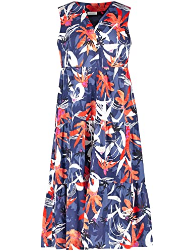 GERRY WEBER Damen 180052-31438 Kleid, Blau/Rot/Orange Druck, 38 von Gerry Weber