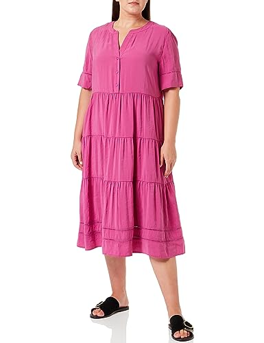 Gerry Weber Damen Midikleid mit Stufenverarbeitung halber Arm, mit Schlitz unifarben wadenlang Orchid 34 von Gerry Weber