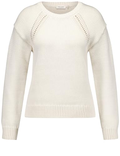 Gerry Weber Damen Moderner Strickpullover mit Lochstrickdetails Langarm, überschnittene Schultern unifarben Whisper White 48 von Gerry Weber