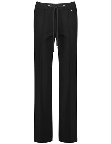 Gerry Weber Damen Modische Stoffhose Wide Leg mit Längsbiesen und Dehnbund unifarben reguläre Länge Schwarz 36 von Gerry Weber