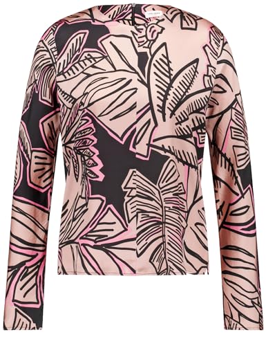 Gerry Weber Damen Nachhaltige Bluse mit tropischem Print Langarm floral, Gemustert Ecru/Weiss/Schwarz Druck 48 von Gerry Weber