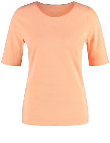 Gerry Weber Damen Nachhaltiges T-Shirt mit satiniertem Ausschnitt Kurzarm unifarben Apricot Crush 38 von Gerry Weber