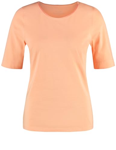 Gerry Weber Damen Nachhaltiges T-Shirt mit satiniertem Ausschnitt Kurzarm unifarben Apricot Crush 48 von Gerry Weber