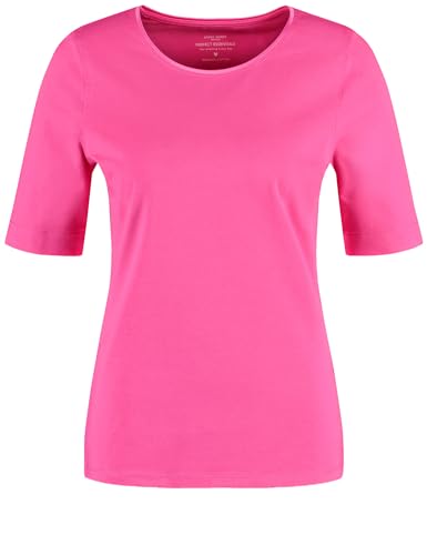 Gerry Weber Damen Nachhaltiges T-Shirt mit satiniertem Ausschnitt Kurzarm unifarben Solar Pink 46 von Gerry Weber