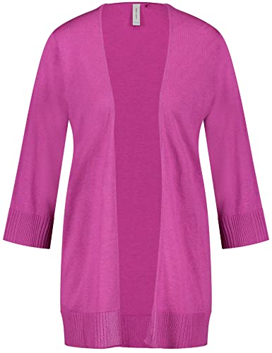 Gerry Weber Damen Offener Cardigan aus Feinstrick 3/4 Arm, breite Rippenbündchen unifarben, Melange Orchid Melange 36 von Gerry Weber